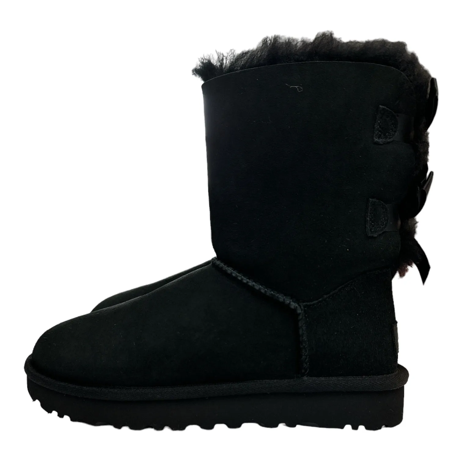 * No Box* UGG Women's Bailey Bow II Slip On Sheepskin Lining Mid-Calf Boot (Black, 6)