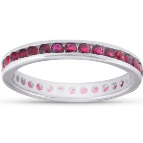 1 1/10ct Ruby Channel Set Eternity Wedding Ring 14K White Gold