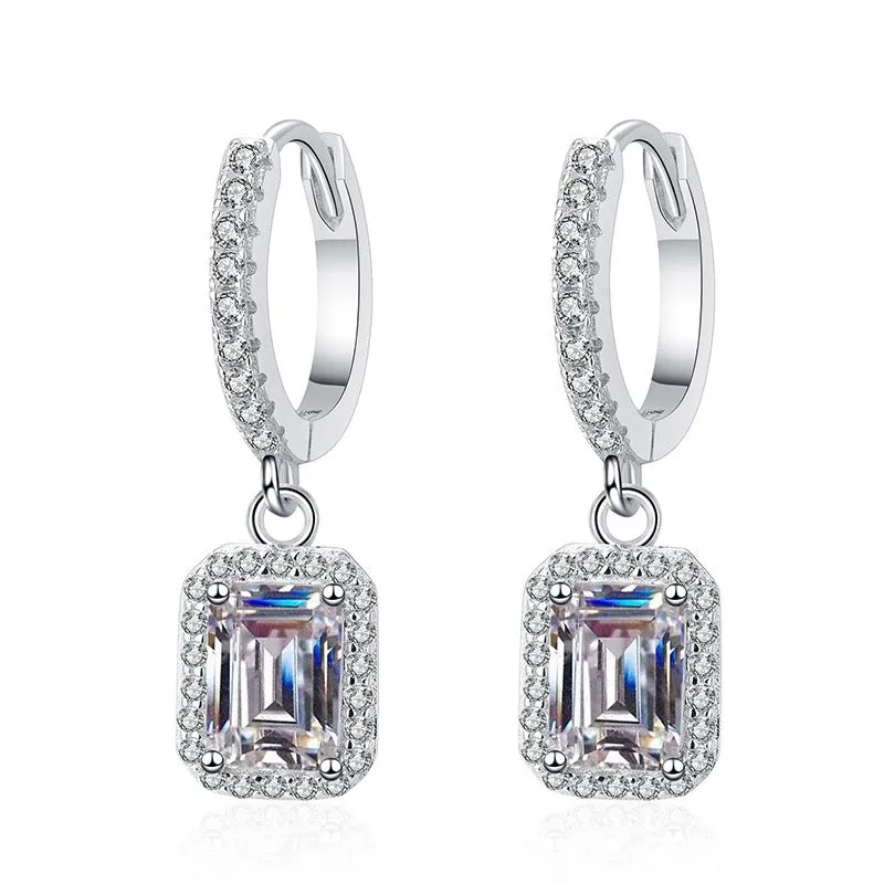 1.0 CTW Amie Emerald Drop Earrings Moissanite