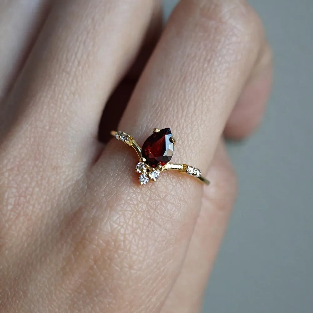 10K Garnet Blossom Ring