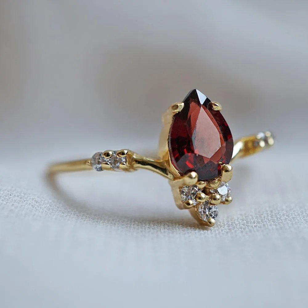 10K Garnet Blossom Ring