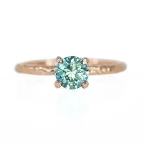 1.16ct Teal Montana Sapphire Ring in 14k Rose Gold Evergreen Solitaire