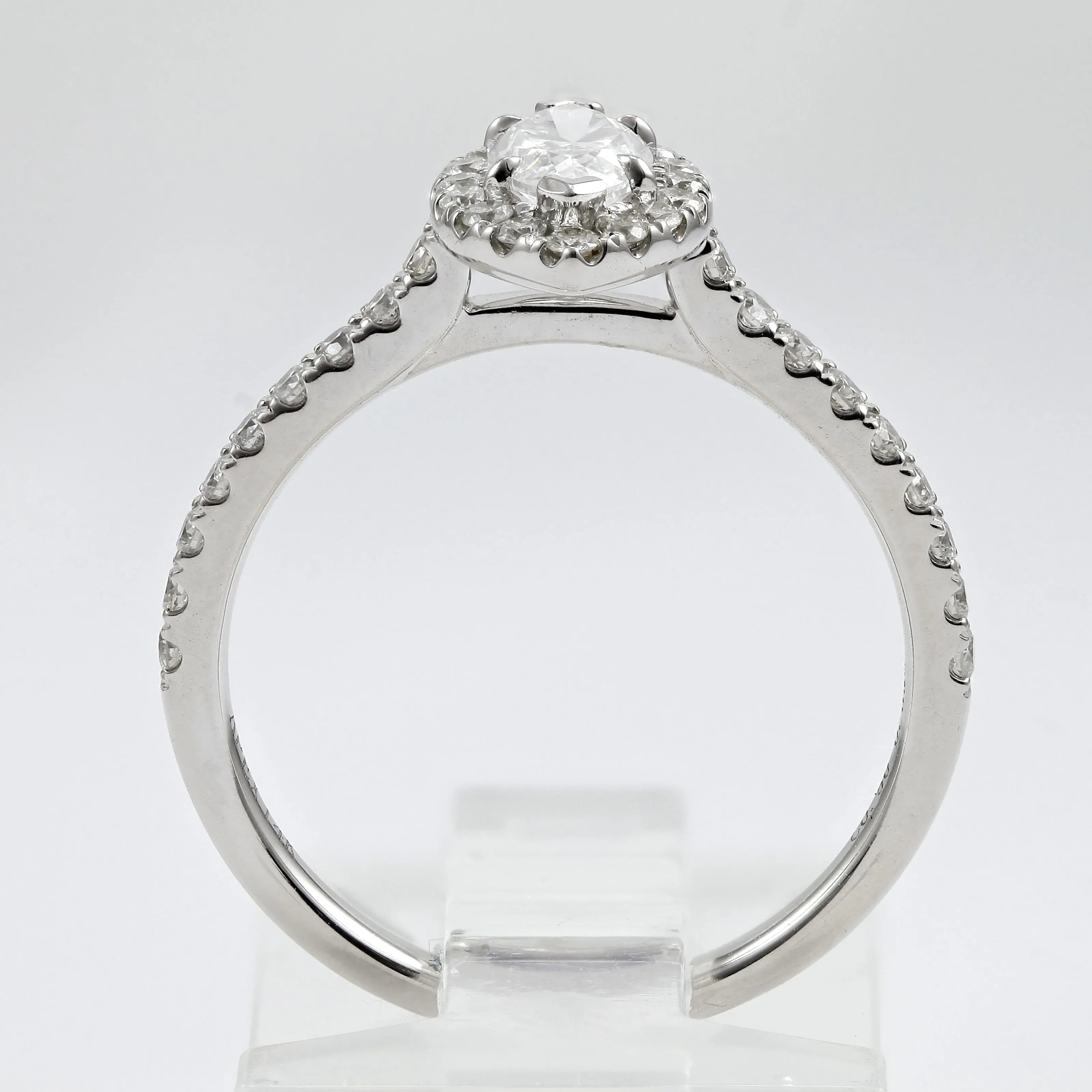 14K White Gold Marquise Diamond Halo Engagement Ring