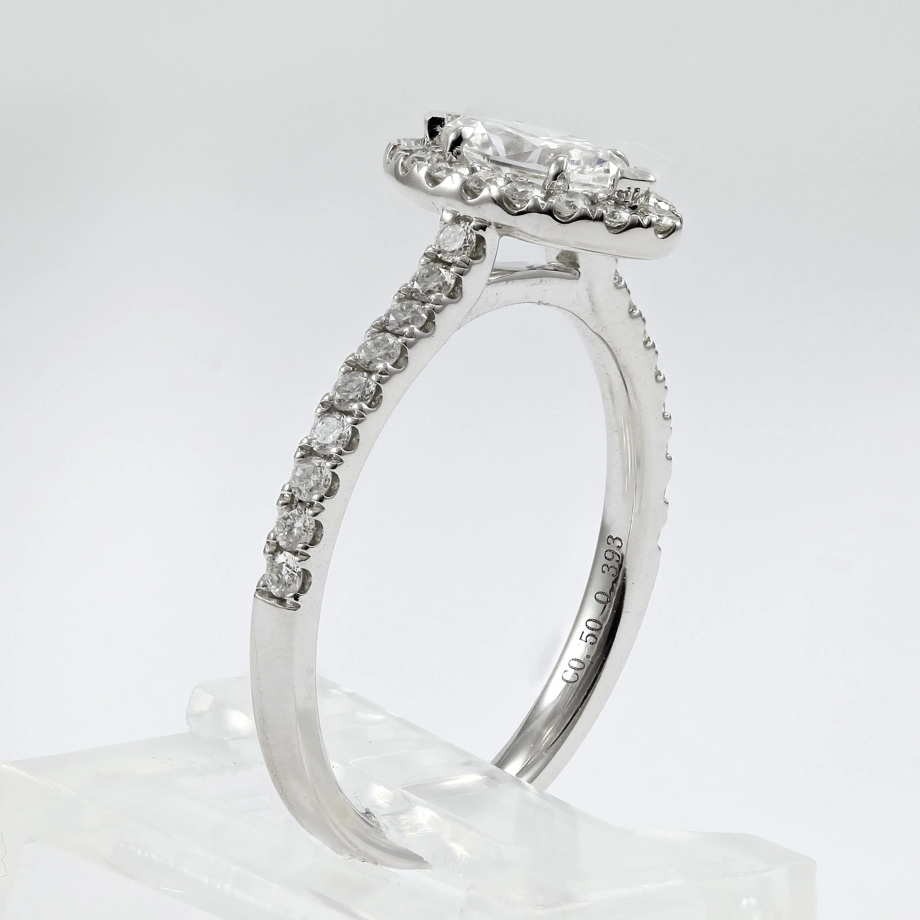 14K White Gold Marquise Diamond Halo Engagement Ring