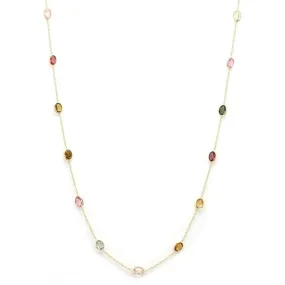 18K Gold Multi Tourmaline Necklace