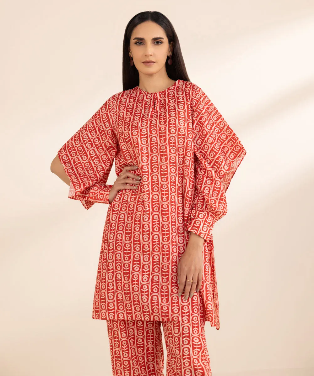 2 Piece - Printed Silk Suit