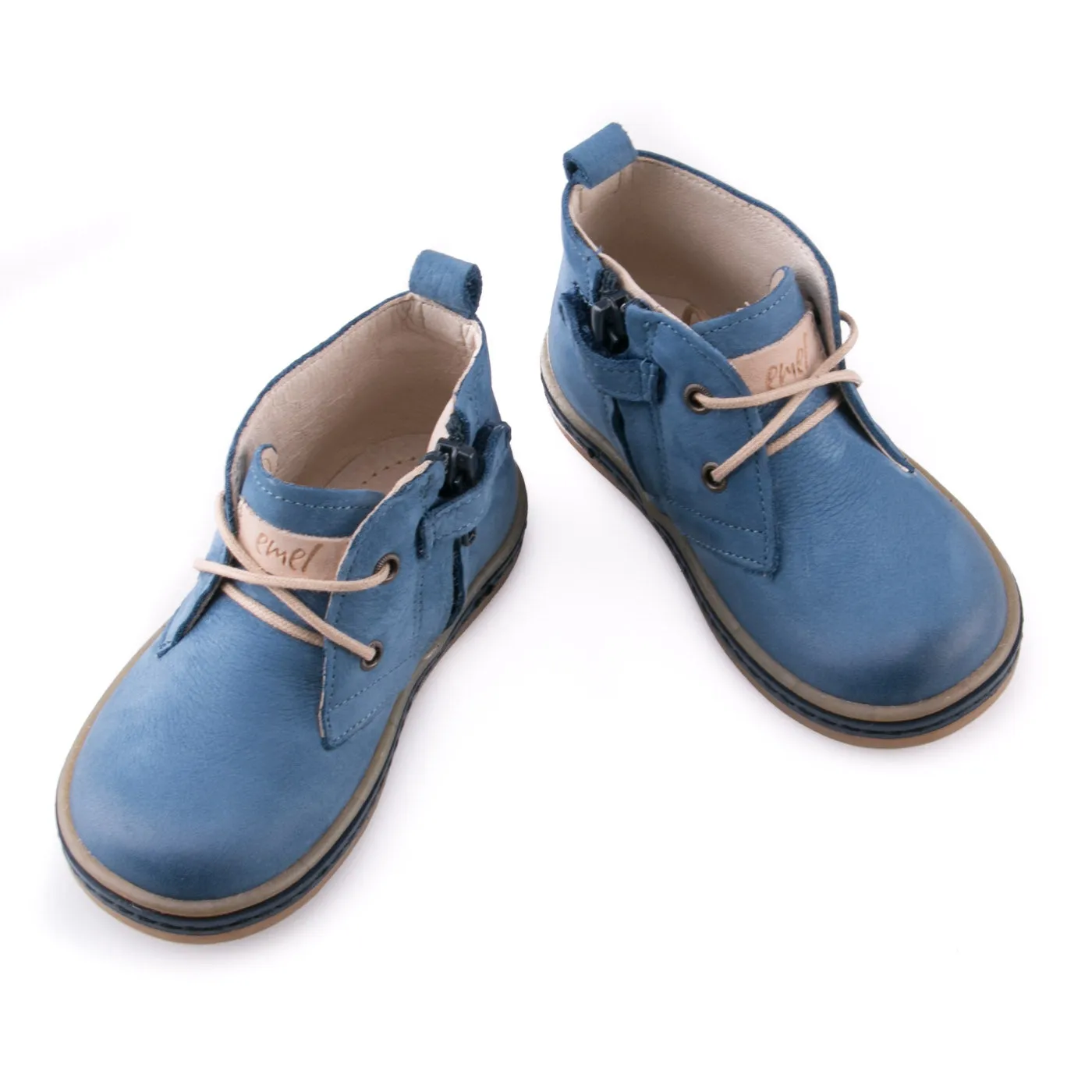 (2621-5) Emel Blue Lace Up Trainers with zipper