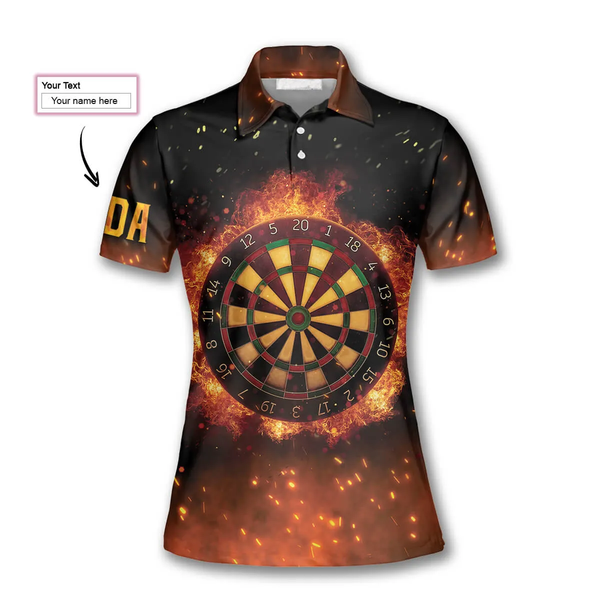 3D All Over Print Darts Queen Fire Flame Custom Darts Polo Shirts for Women