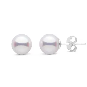 7.0-7.5 mm White Hanadama Pearl Stud Earrings