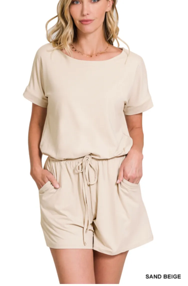 Adele Buttery Soft Romper Sand Beige