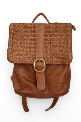 ART N' VINTAGE LUCY FOLDOVER LEATHER BACKPACK OAK