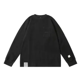 A[S]USL PIGMENT DYE WAFFLE POCKET LONG TEE-BLACK