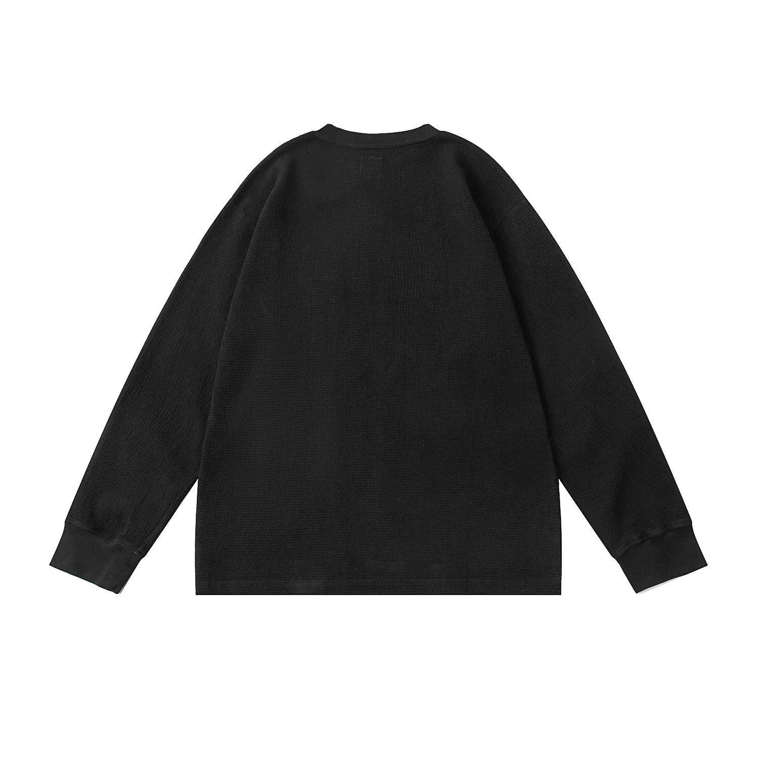 A[S]USL PIGMENT DYE WAFFLE POCKET LONG TEE-BLACK