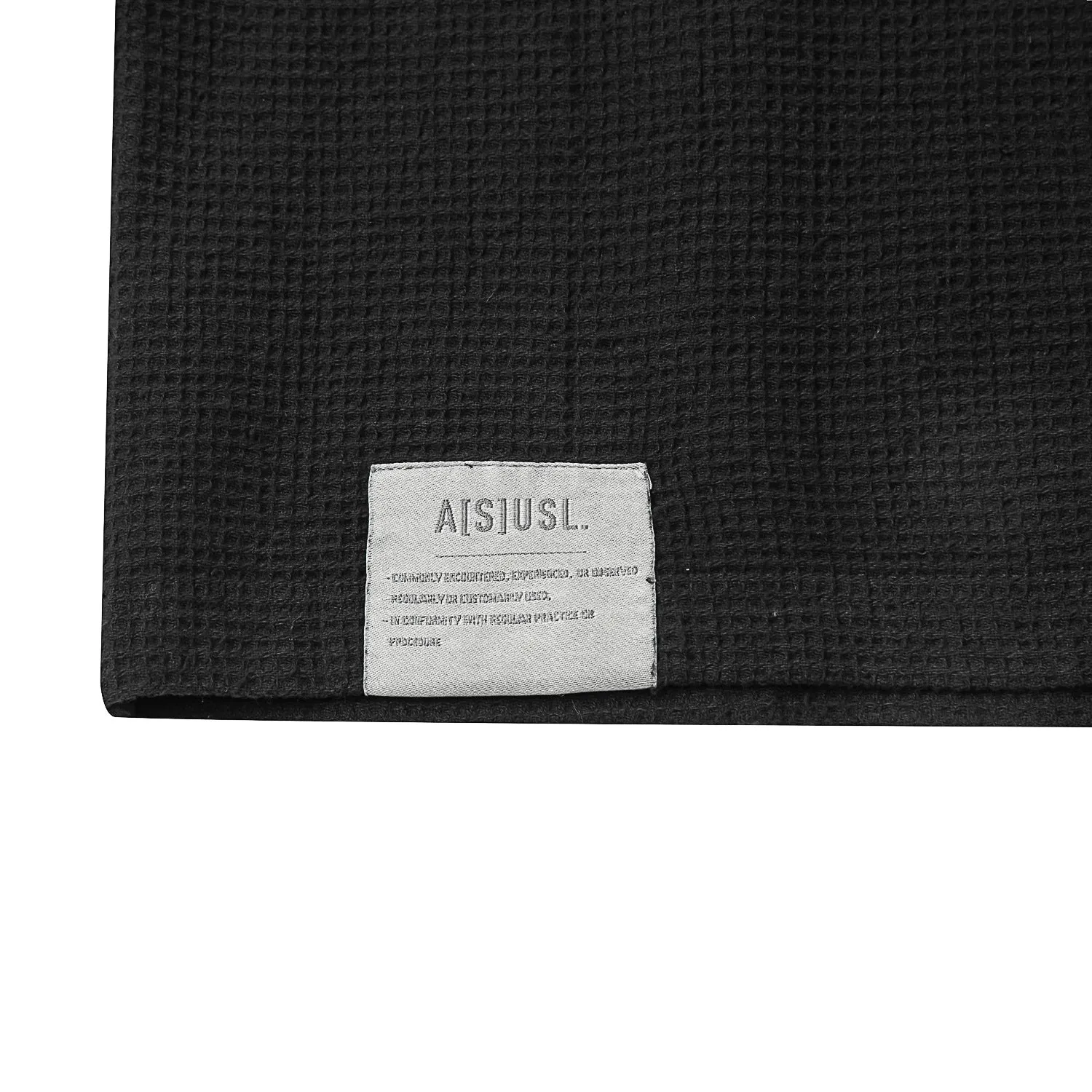 A[S]USL PIGMENT DYE WAFFLE POCKET LONG TEE-BLACK