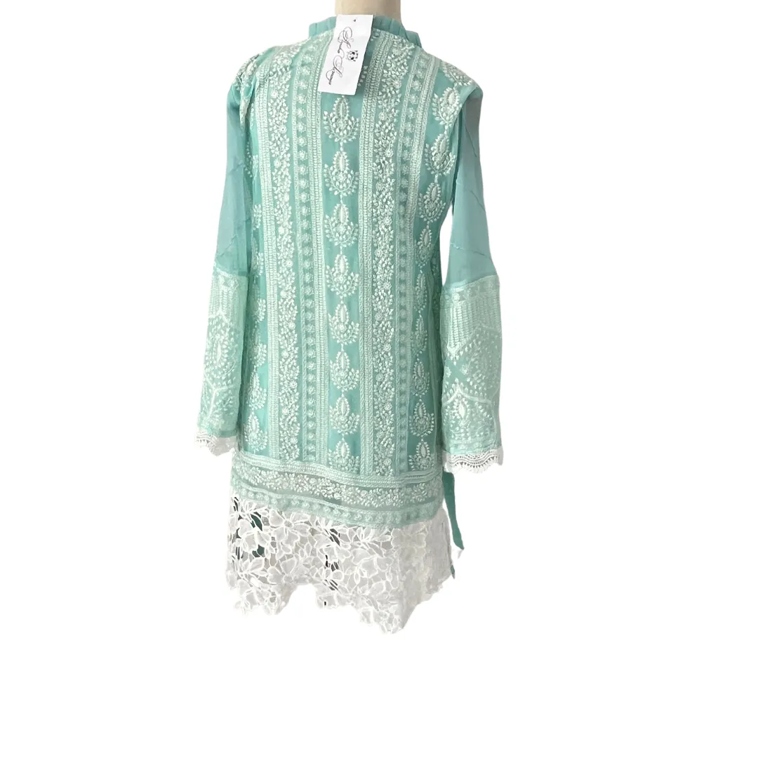 Ayesha Somaya Turquoise & White Embroidered Kurta | Brand New |