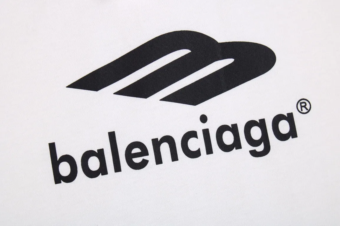 Balenciaga Black and White T-shirt with Logo Print