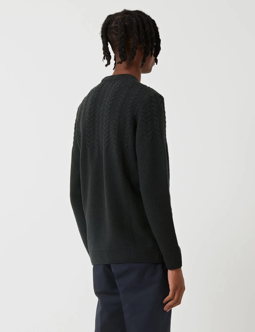 Barbour Crastill Cable Knit Sweatshirt - Seaweed Green