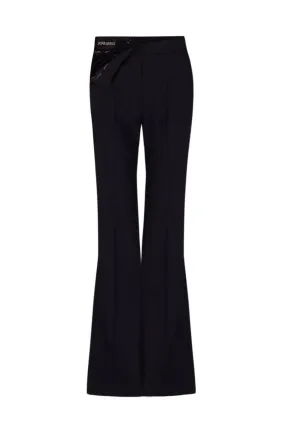 BLACK CUT-OUT FLARED PANTS