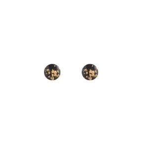 Black Gold Speck Circle Stud Earrings