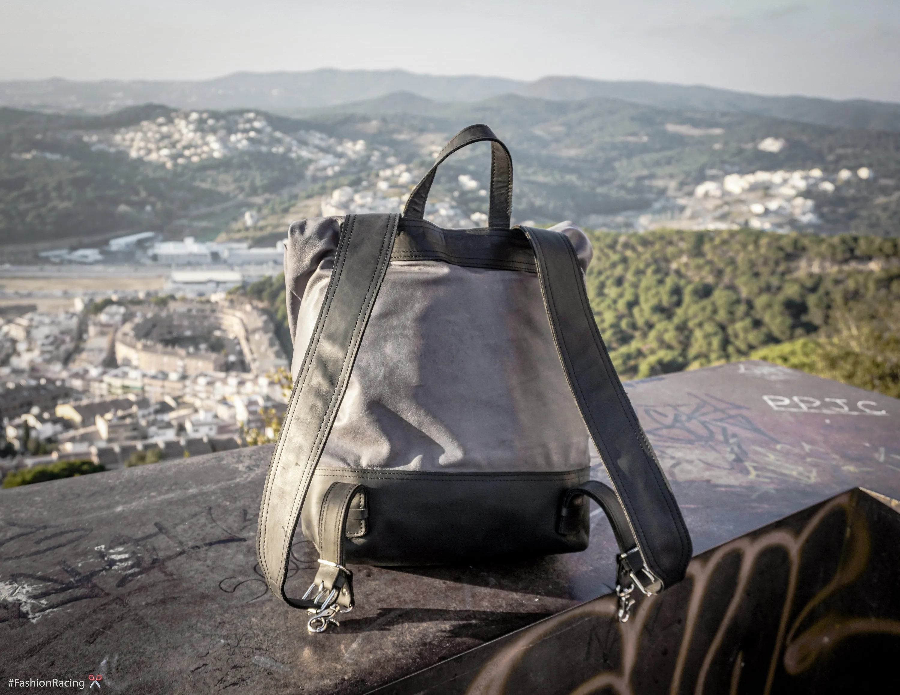 Black Leather Backpack | Cafe-Racer motorcycle rucksack, handcrafted