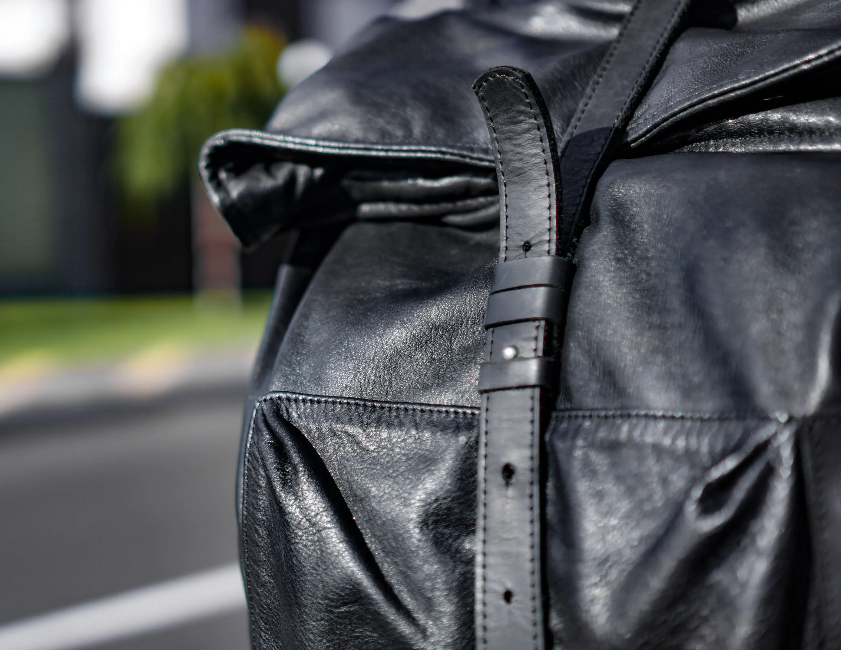 Black Leather Backpack | Cafe-Racer motorcycle rucksack, handcrafted