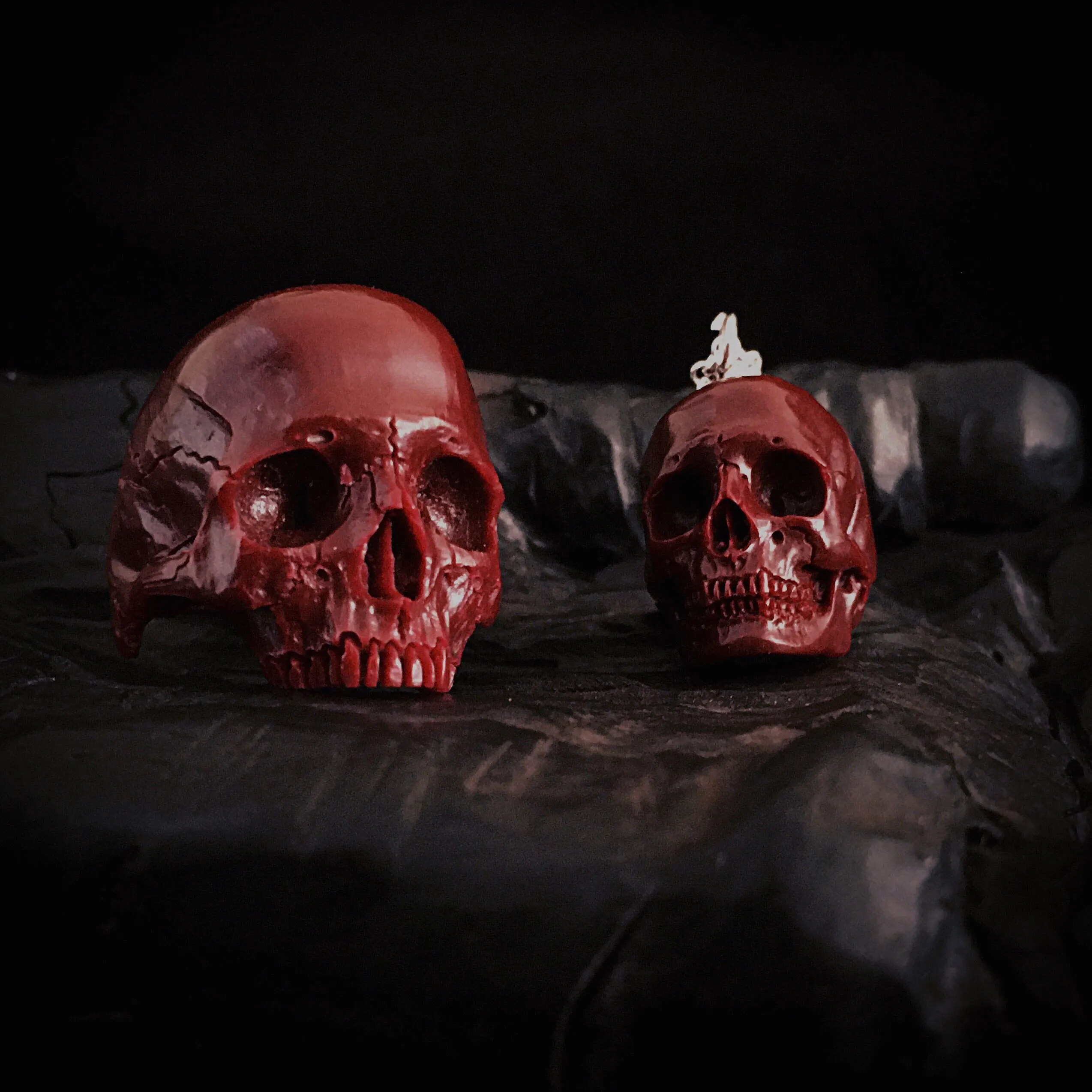 Blood Marble Skull Ring