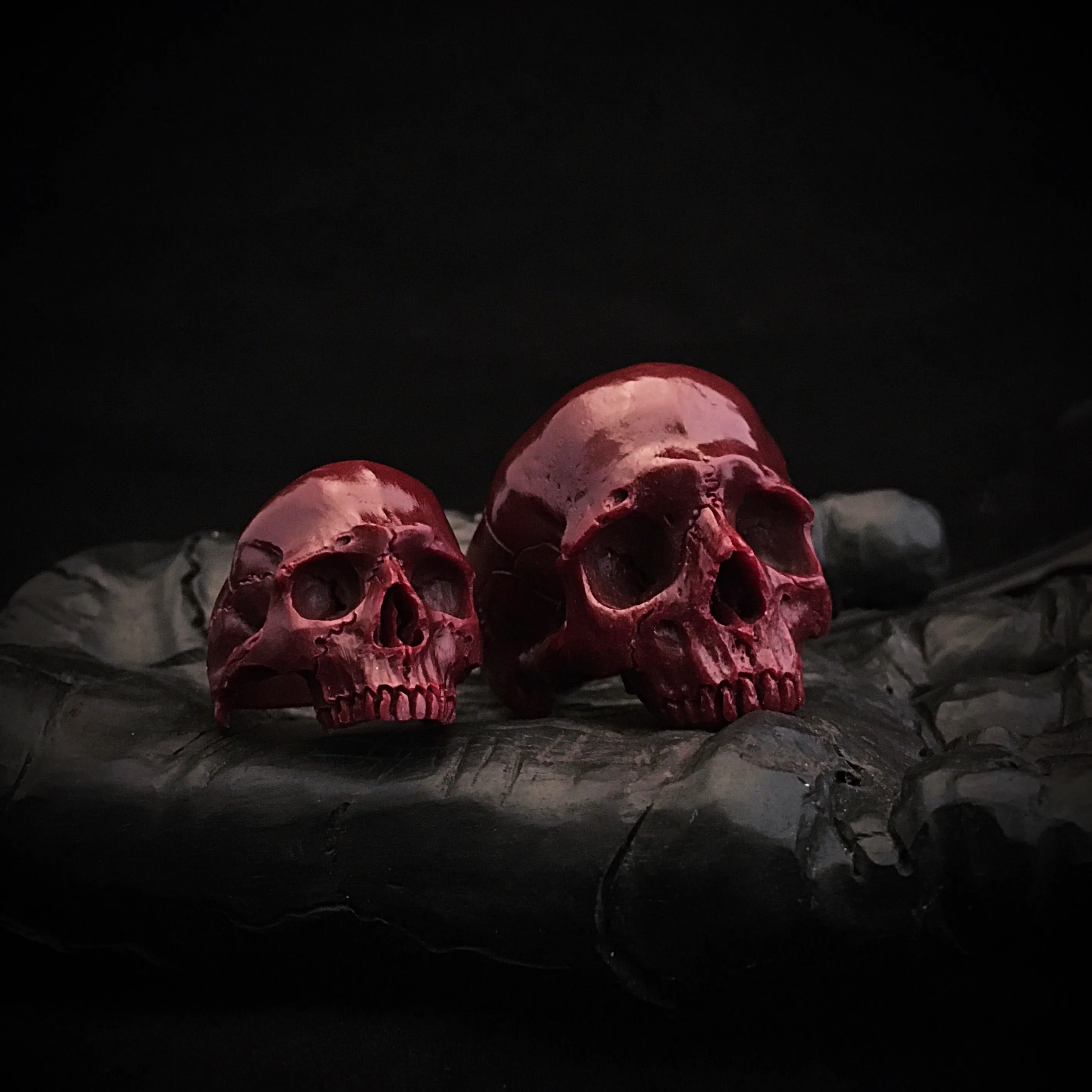 Blood Marble Skull Ring