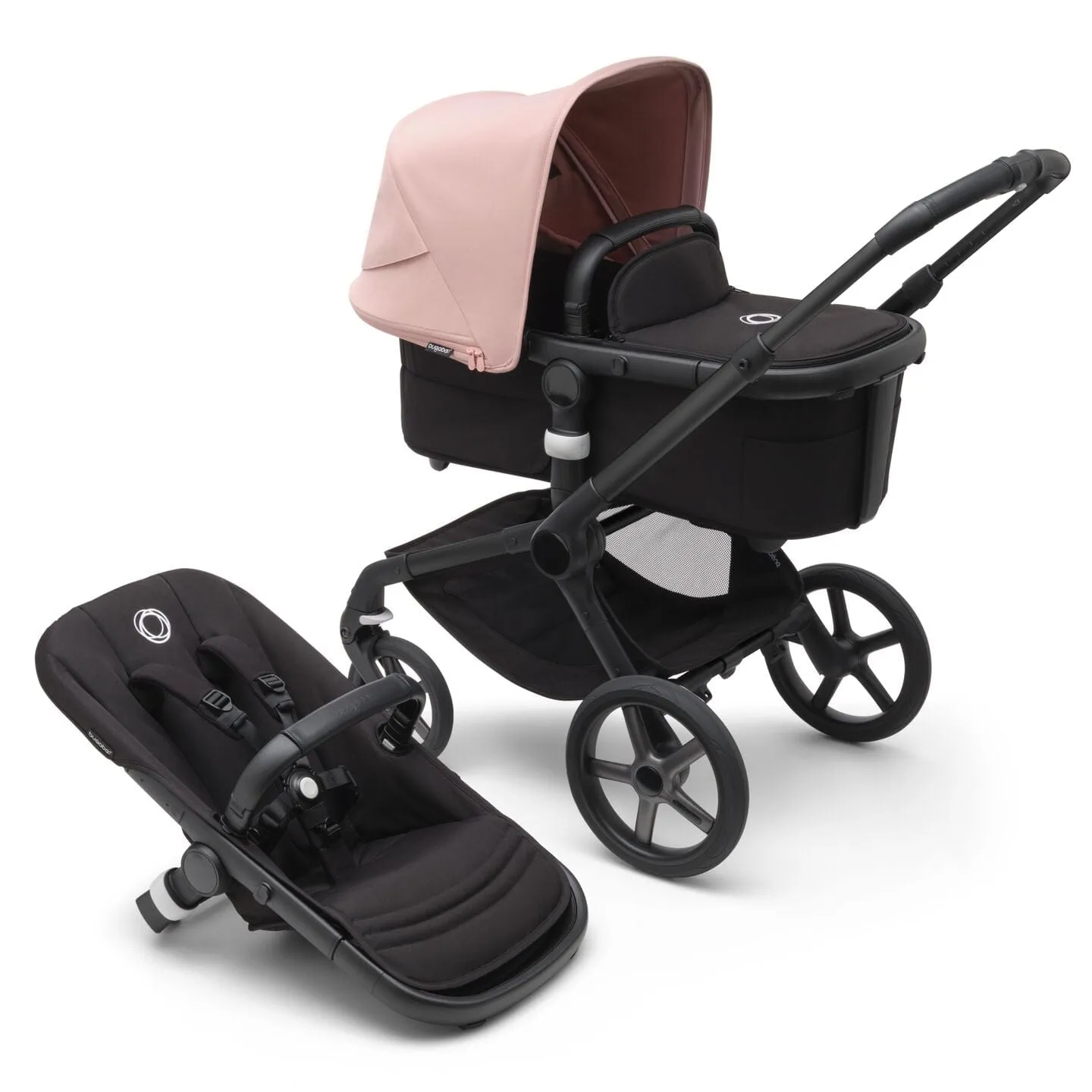 Bugaboo Fox 5, Cabriofix i-Size and Base Travel System - Black/Midnight Black/Morning Pink