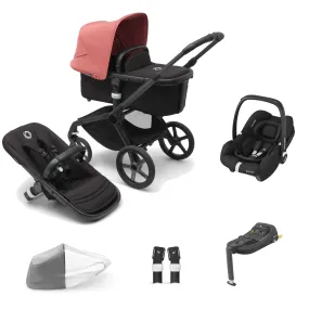 Bugaboo Fox 5, Cabriofix i-Size and Base Travel System - Black/Midnight Black/Sunrise Red