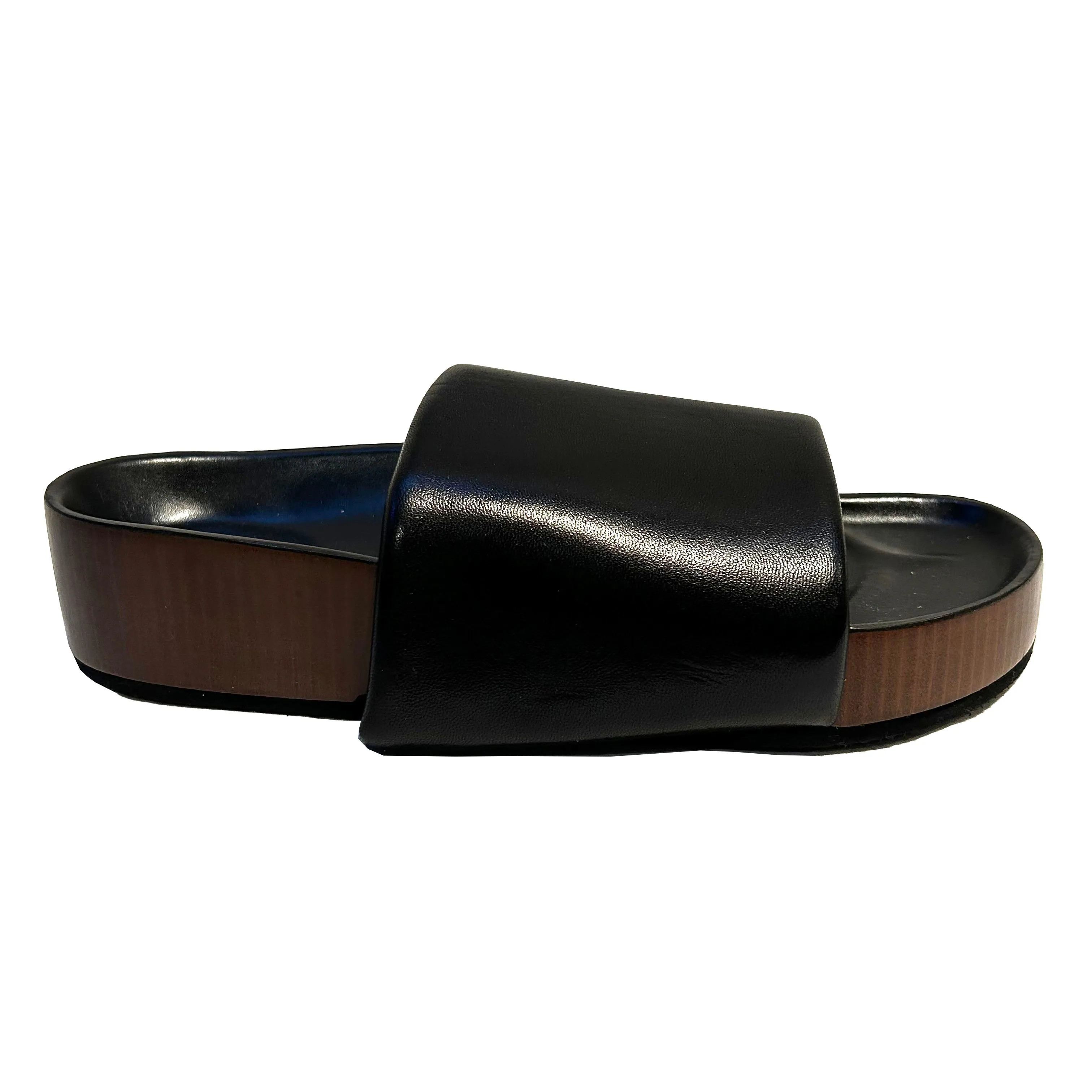 Celine Phoebe Philo Black Padded Leather Flatbed Sandals 40