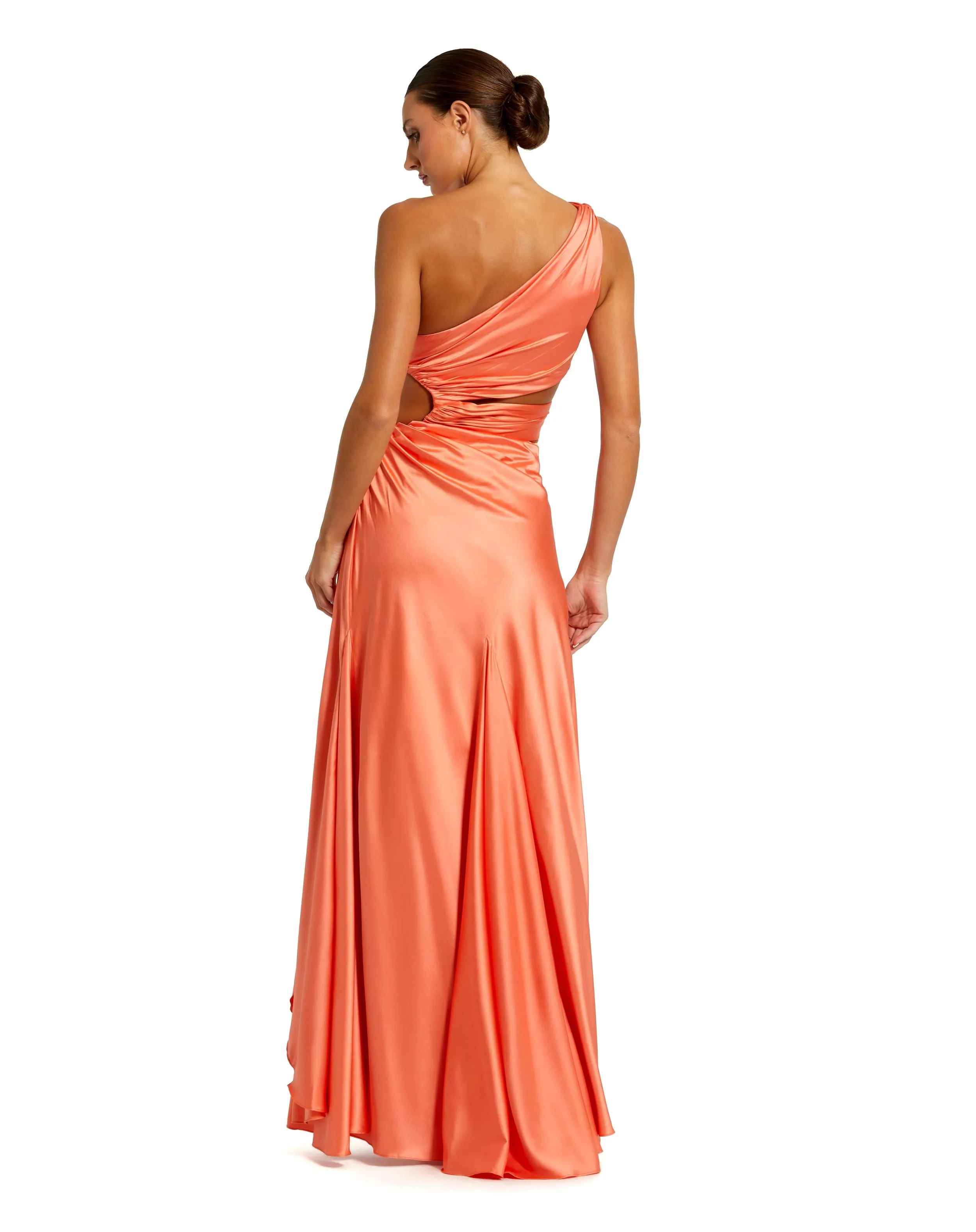 Cut Out One Shoulder Satin Gown