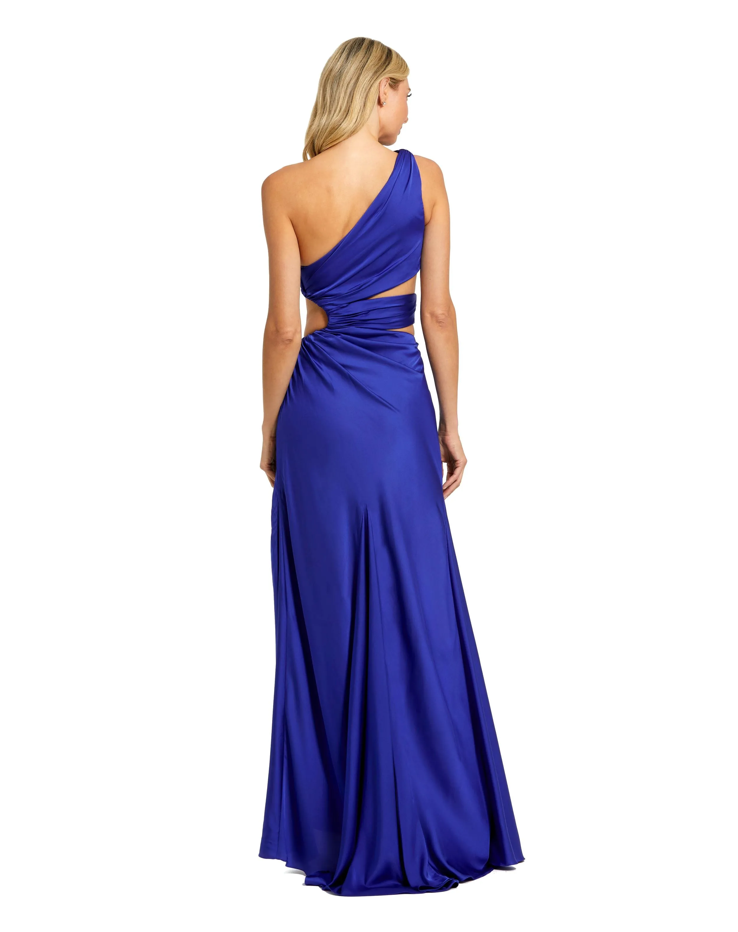 Cut Out One Shoulder Satin Gown