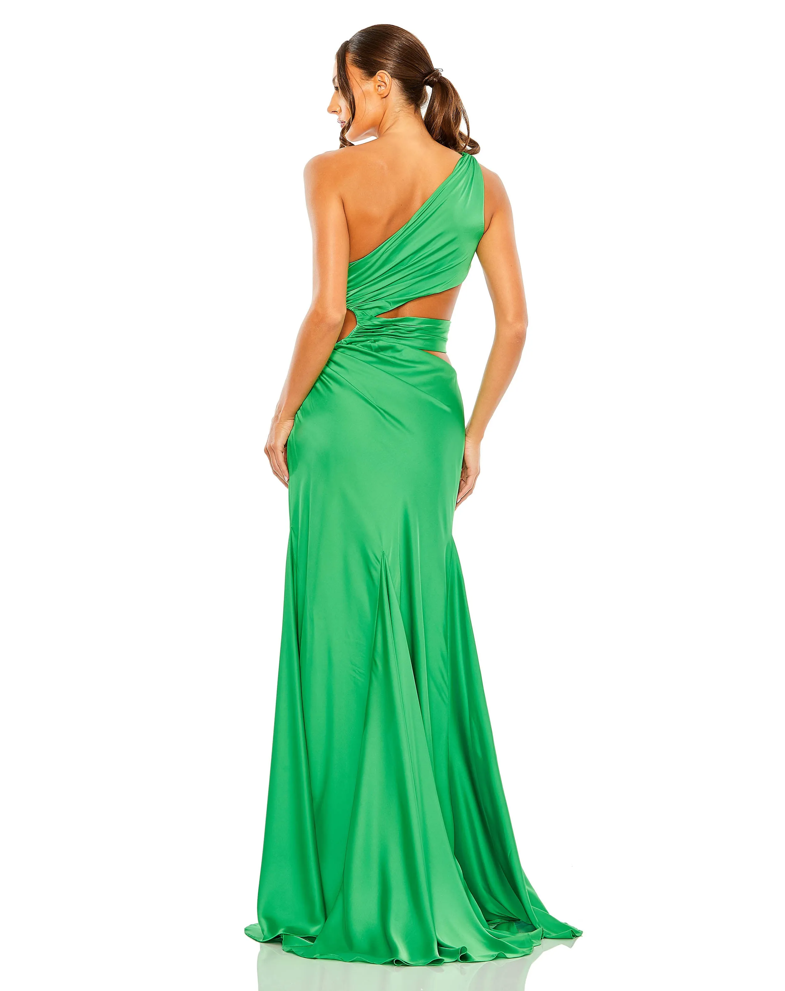 Cut Out One Shoulder Satin Gown