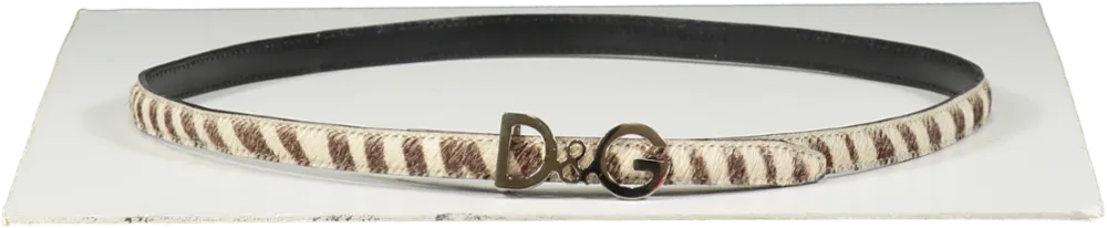 Dolce & Gabbana Cream Animal Print Belt One Size