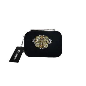 Dune Black Suede Blossom Embellished Clutch | Brand New |