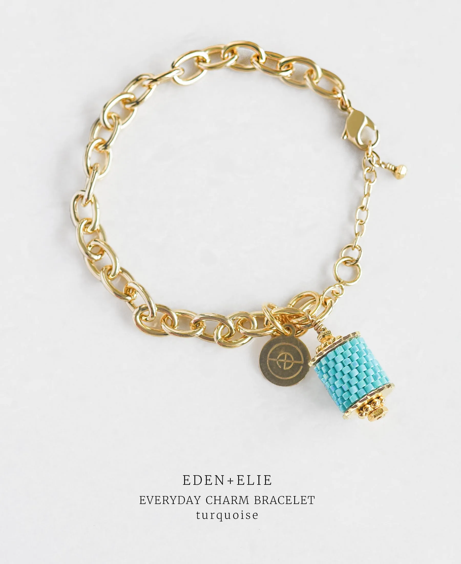 EDEN   ELIE Everyday gold charm bracelet - turquoise