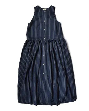 ELEPH Navy White Stripe Button Up Dress