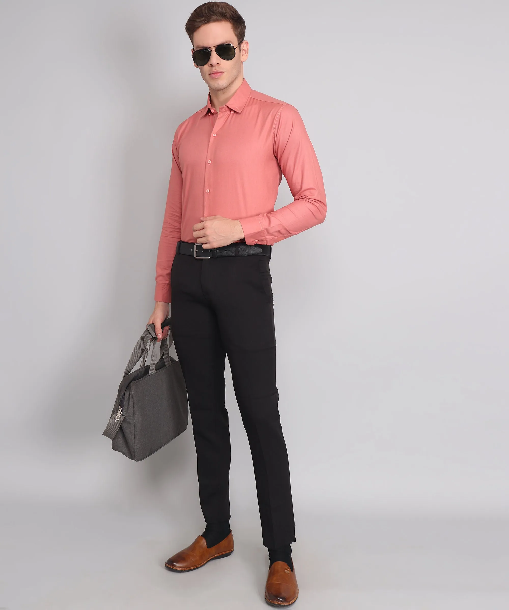 Exclusive TryBuy Premium Peach Button-Up Shirt for Men