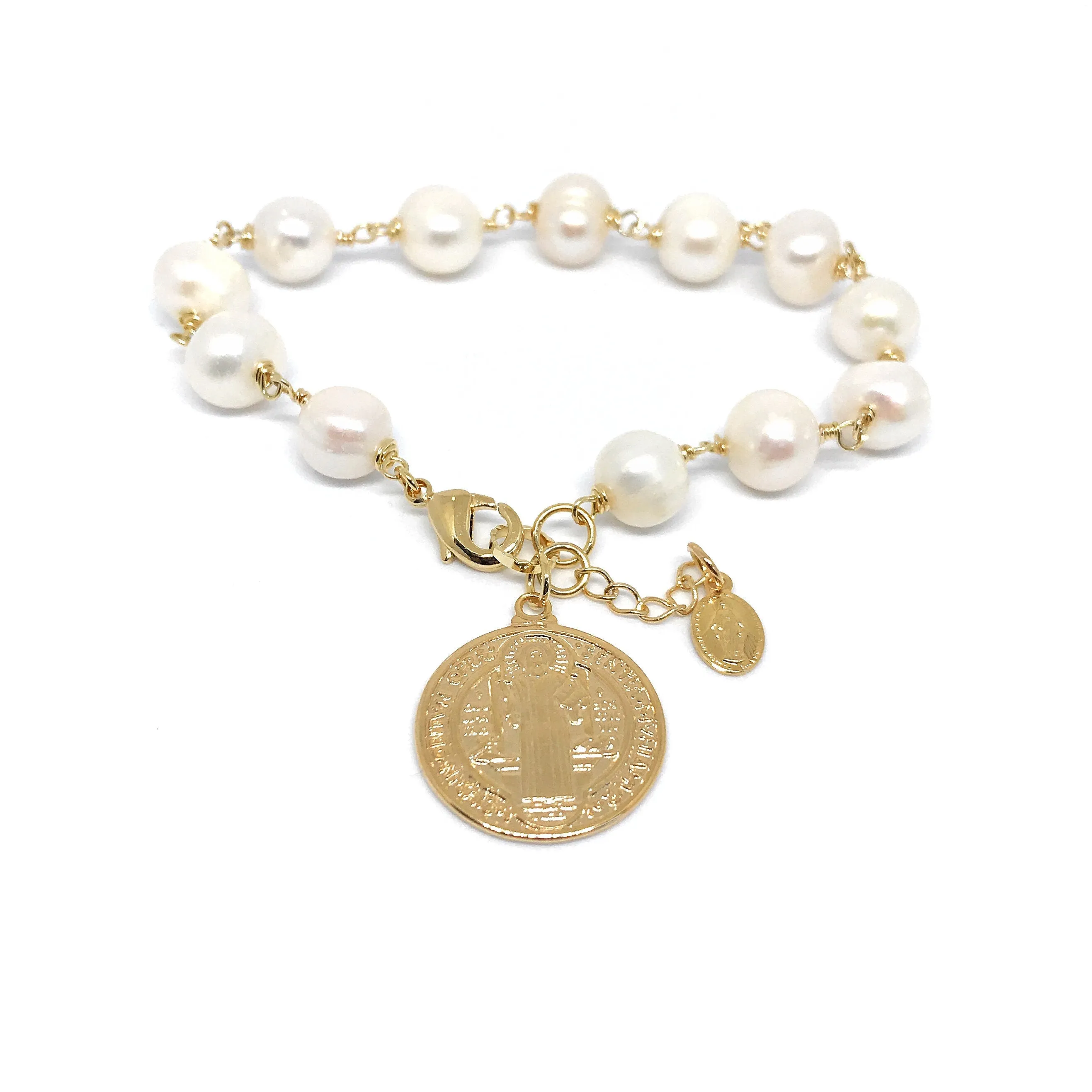 Fresh Water Pearls Adjustable Saint Benedict Bracelet