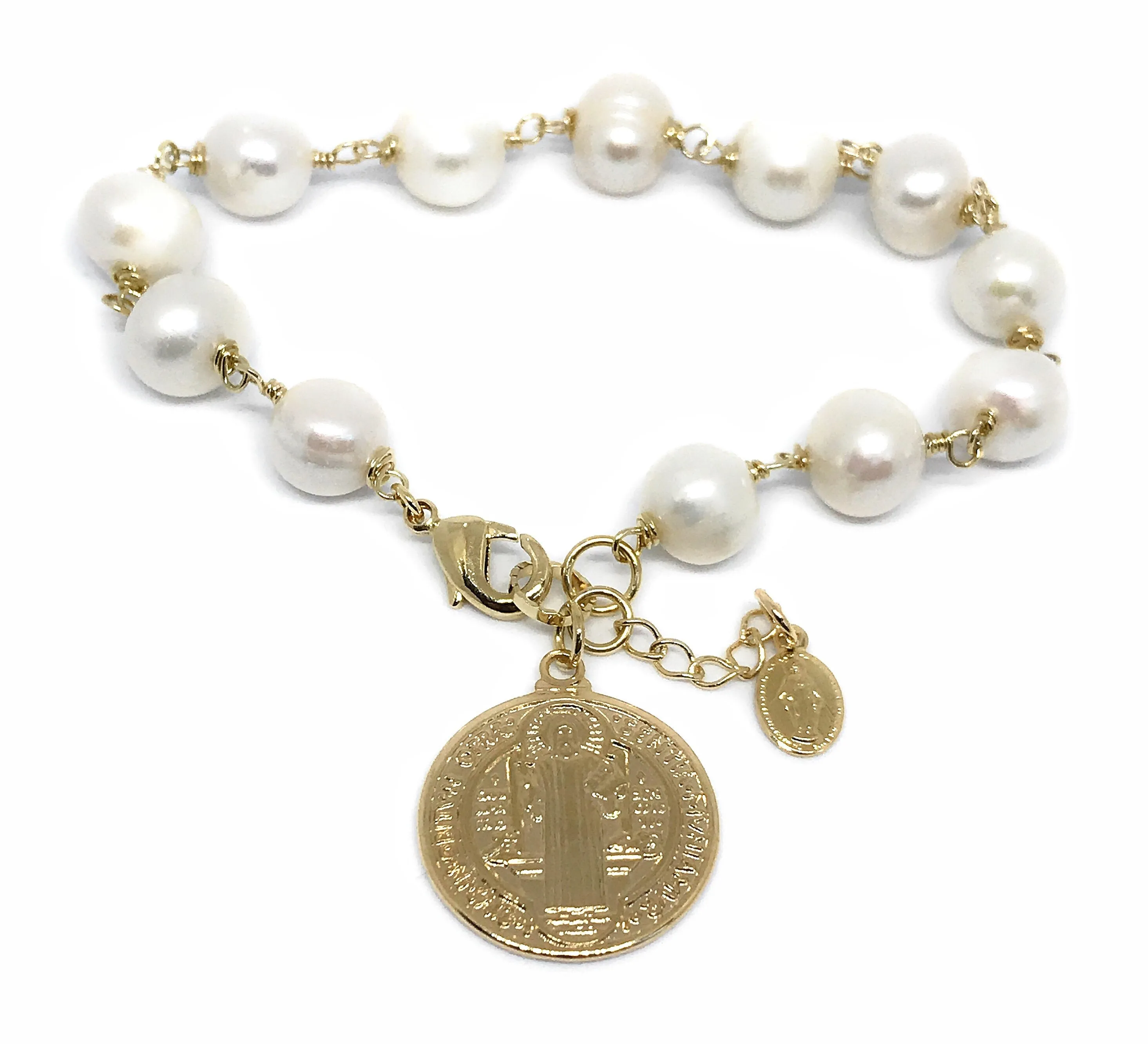 Fresh Water Pearls Adjustable Saint Benedict Bracelet