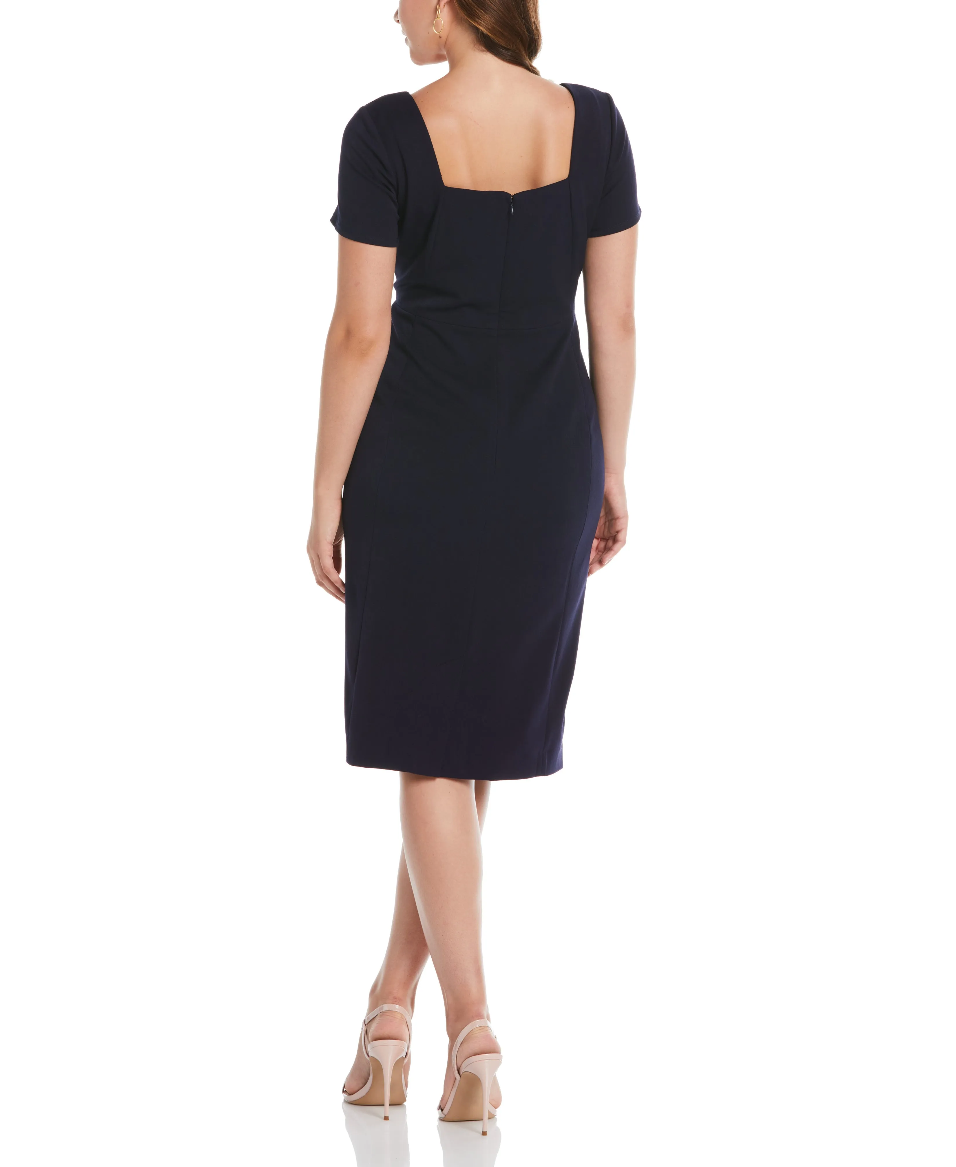 Gabardine Square Neck Dress