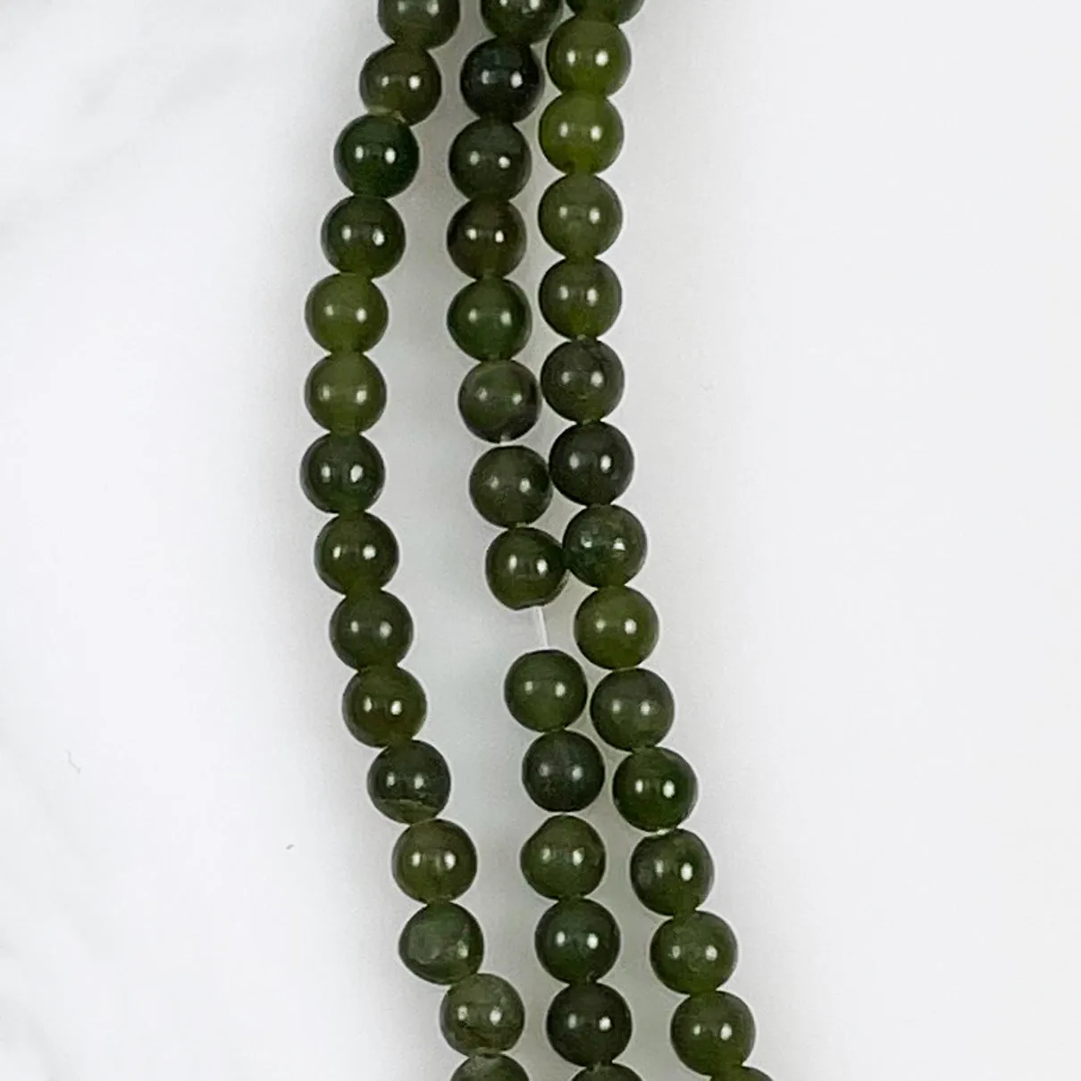 Green Nephrite Jade Round Beads Vintage