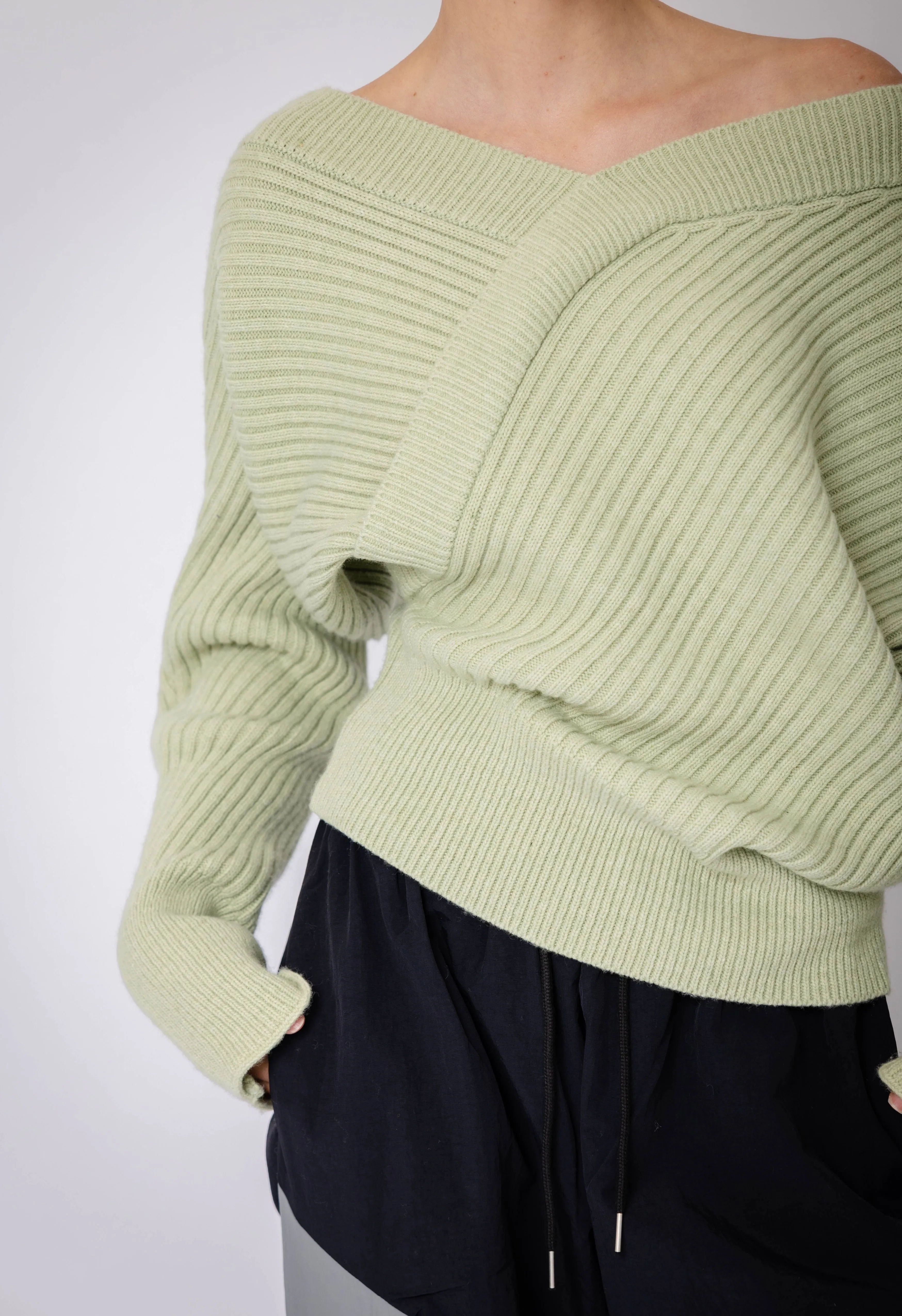 Heidi Crossbody Sweater in Sage