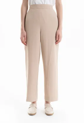 High Rise Textured Straight Leg Trouser