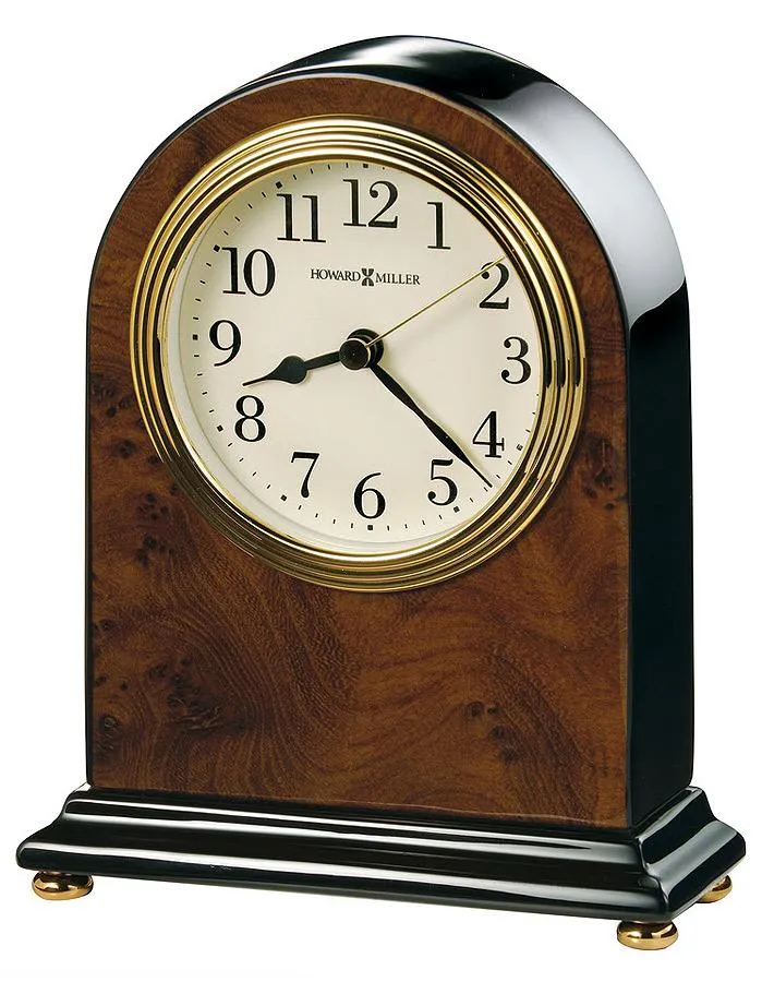 Howard Miller Bedford Desk or Table Clock - Burlwood Pattern - Walnut Finish