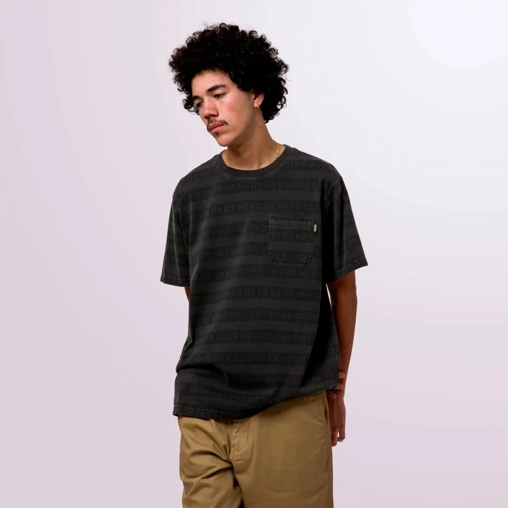 HUF COOPER STRIPE S/S KNIT TOP-BLACK