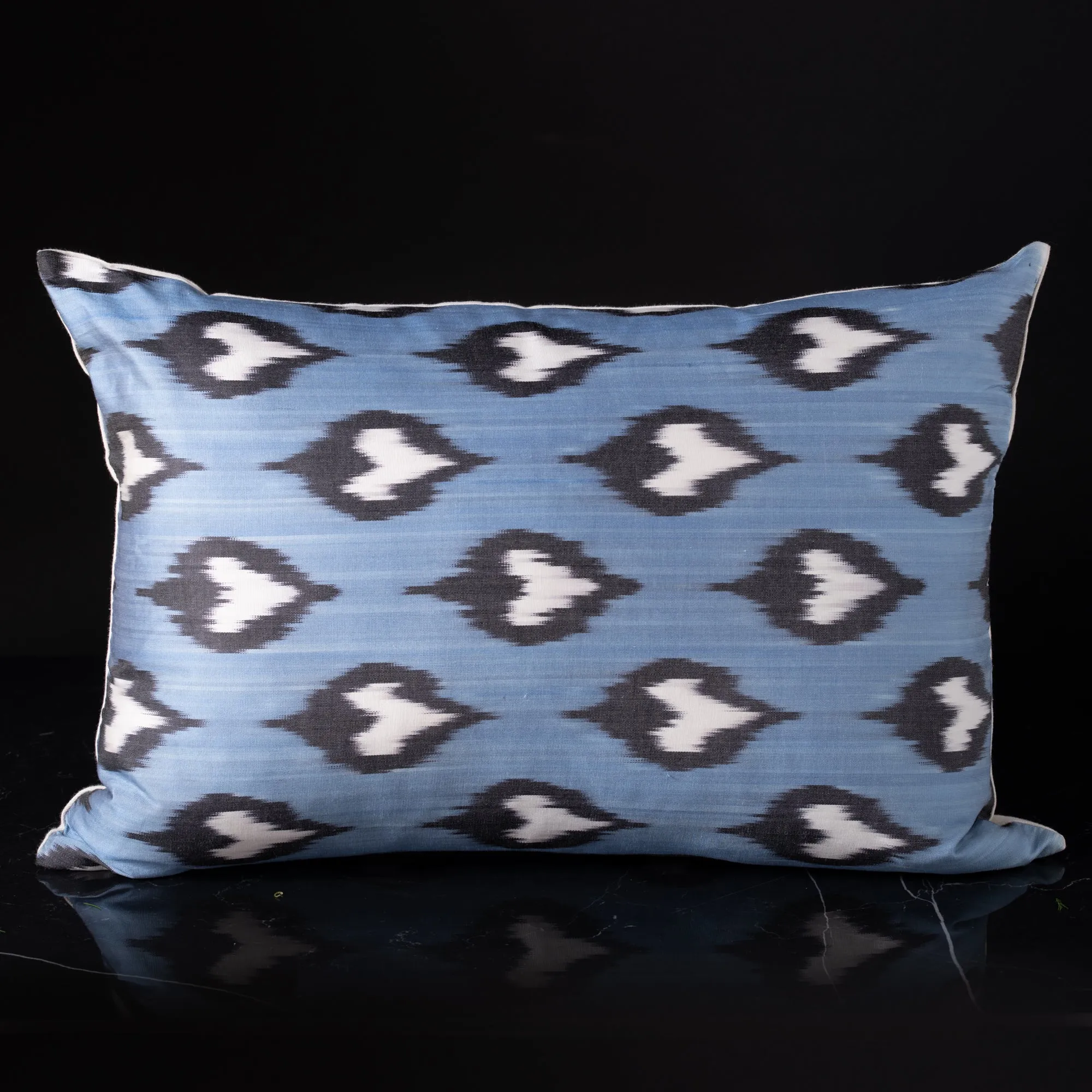 Ikat Silk Blue Eyes Lumbar Pillow