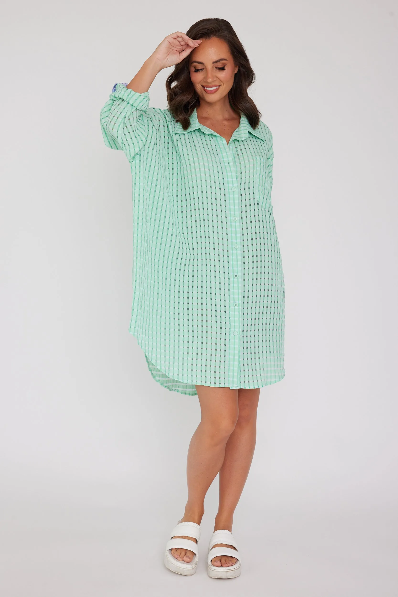 IZZY Dress Chequer Green