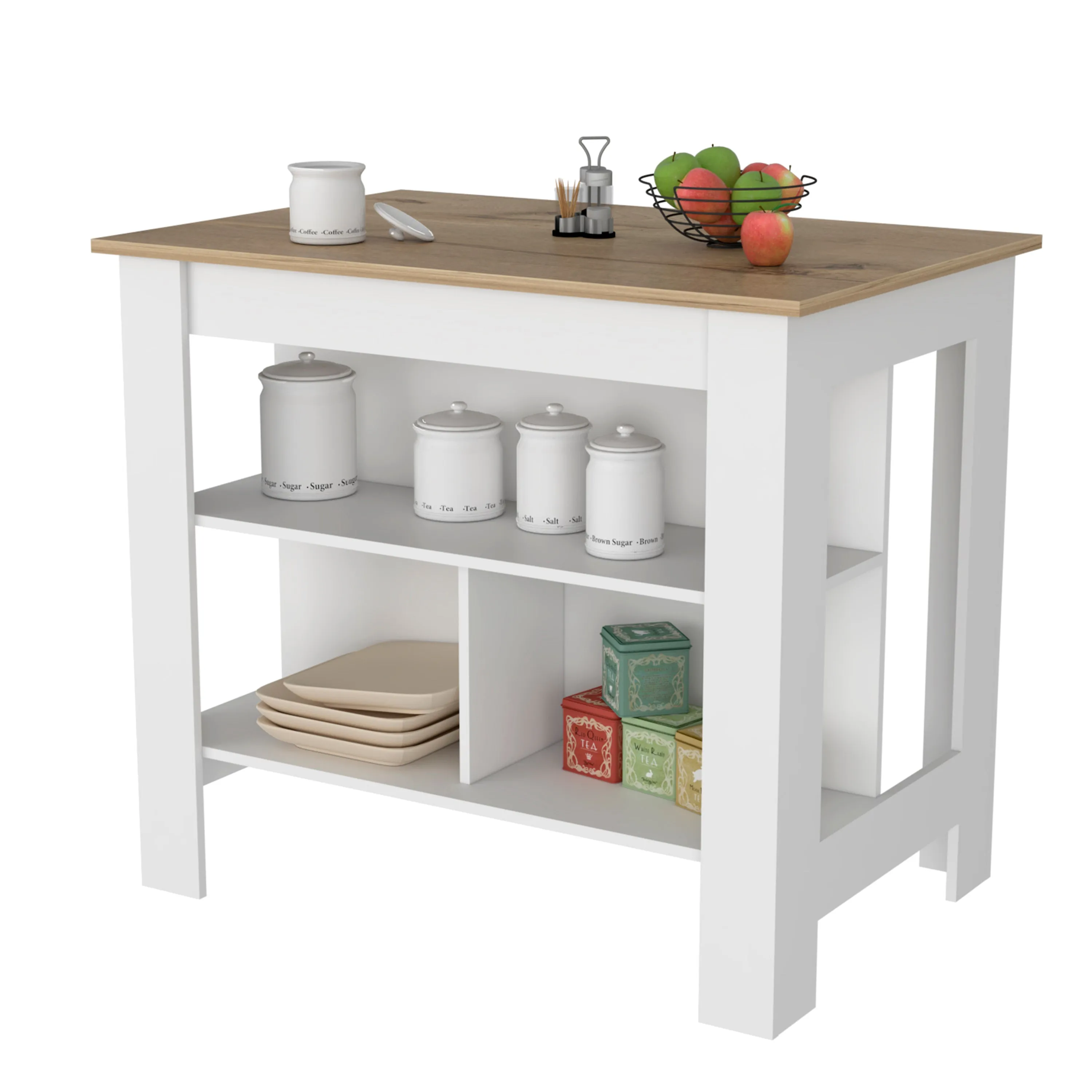 Kitchen Island Antibacterial Dozza Light Oak/White