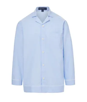 Light Blue Oxford Long Sleeve Pajama Top with Magnetic Closures